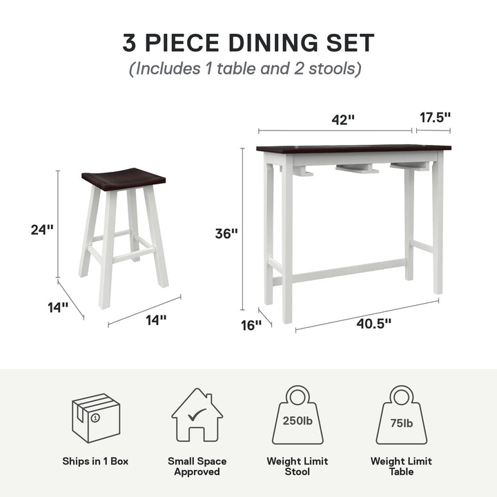 Bryna 3 Piece Hanging Counter Height Dining Stool Set - White