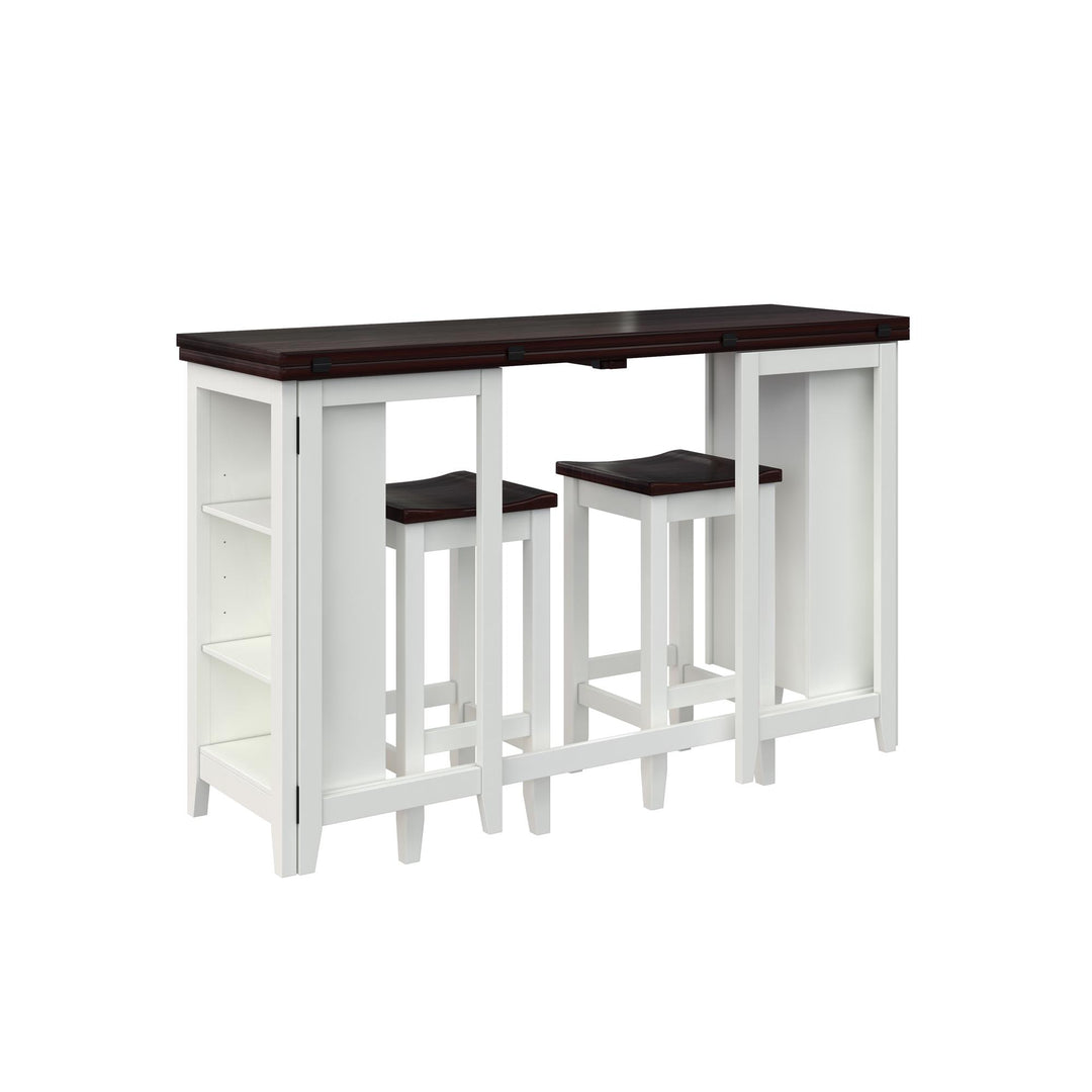 Jorden 3 Piece Counter Height Drop-Leaf Dining Set - Walnut / White