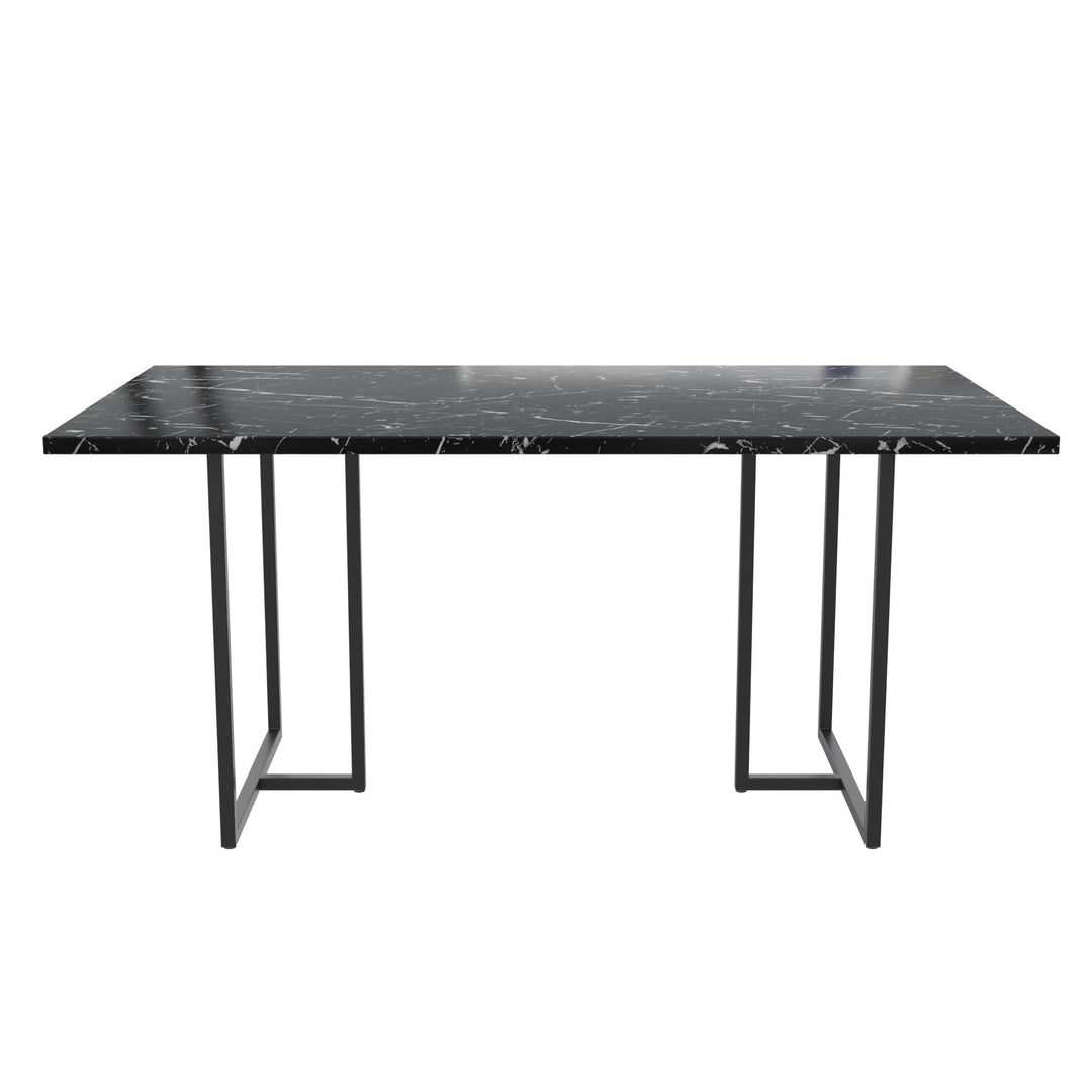 Astor Faux Marble Dining Table with Metal Base, Seats 4 - Black Marble