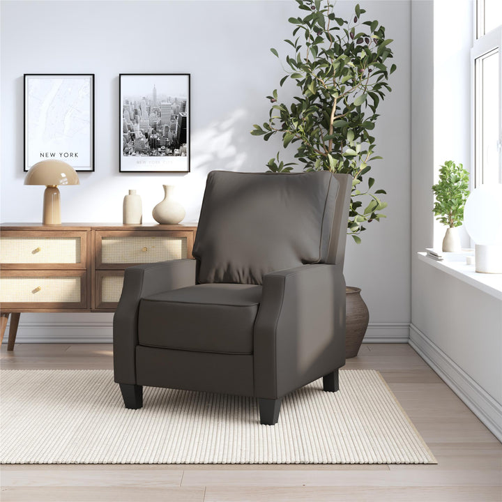 Randen Sleek Pushback Recliner - Charcoal - 1-Seater