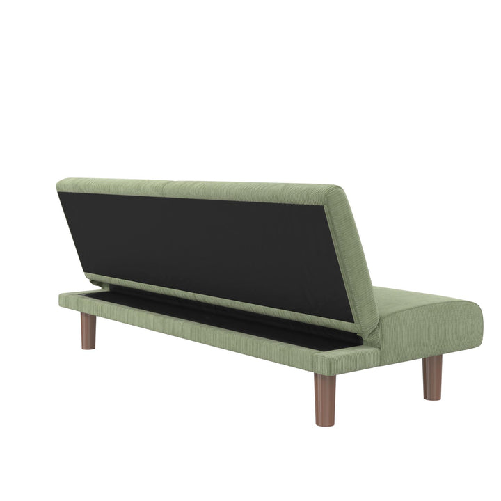 Myla Armless Corduroy Futon Sofa Bed - Sage Green - 3-Seater