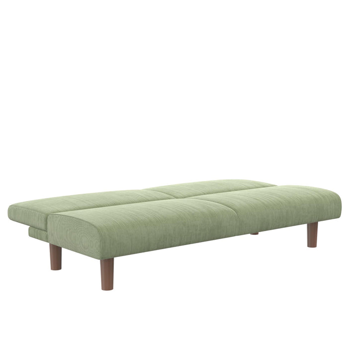 Myla Armless Corduroy Futon Sofa Bed - Sage Green - 3-Seater