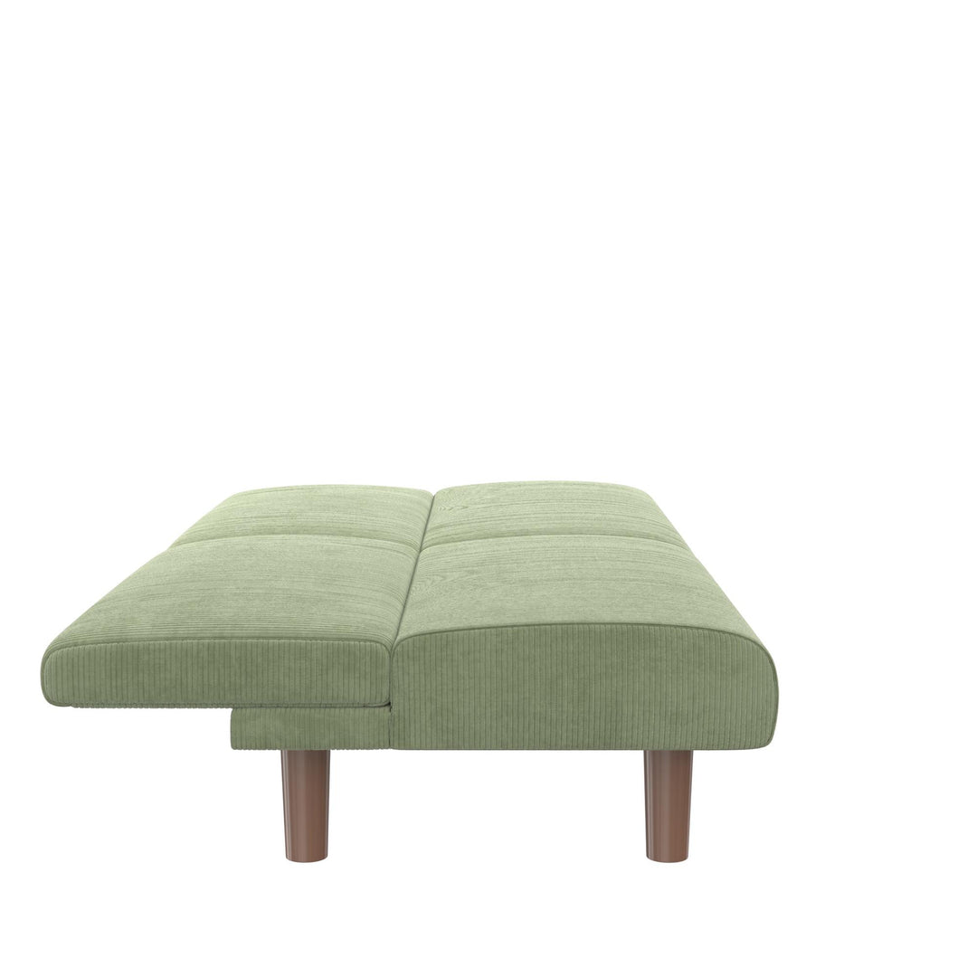 Myla Armless Corduroy Futon Sofa Bed - Sage Green - 3-Seater