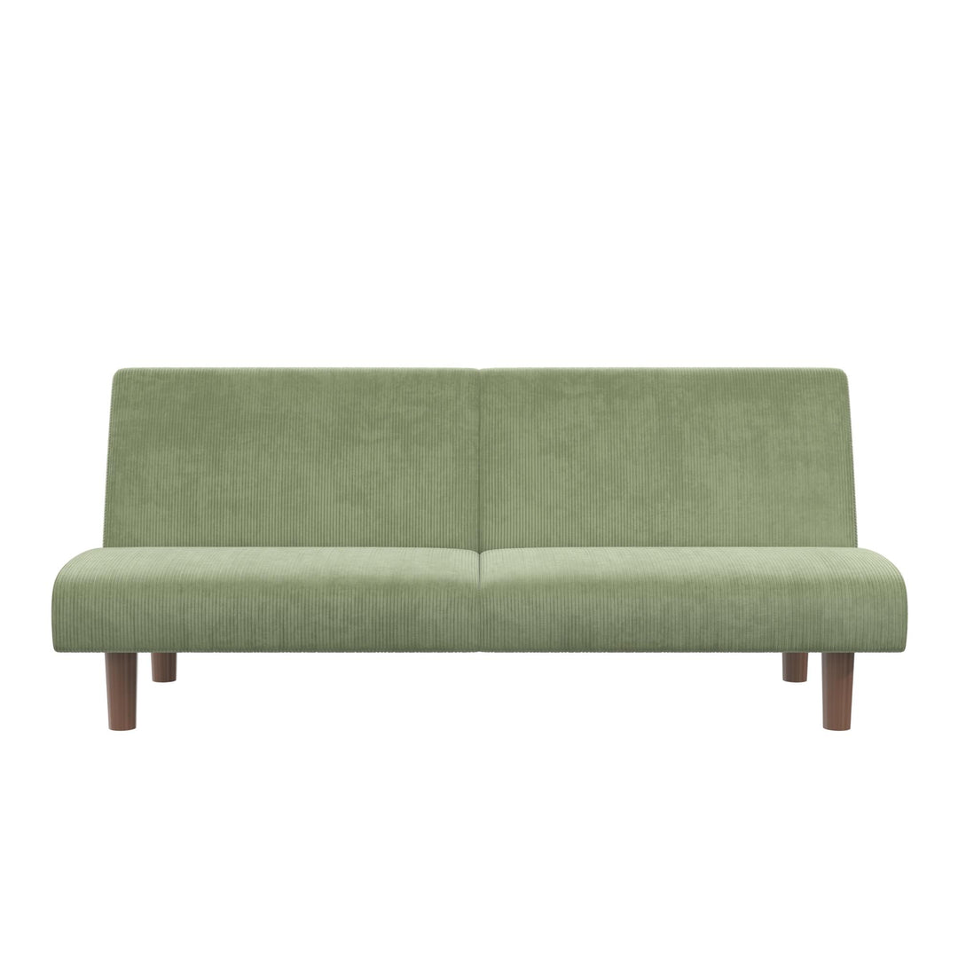 Myla Armless Corduroy Futon Sofa Bed - Sage Green - 3-Seater