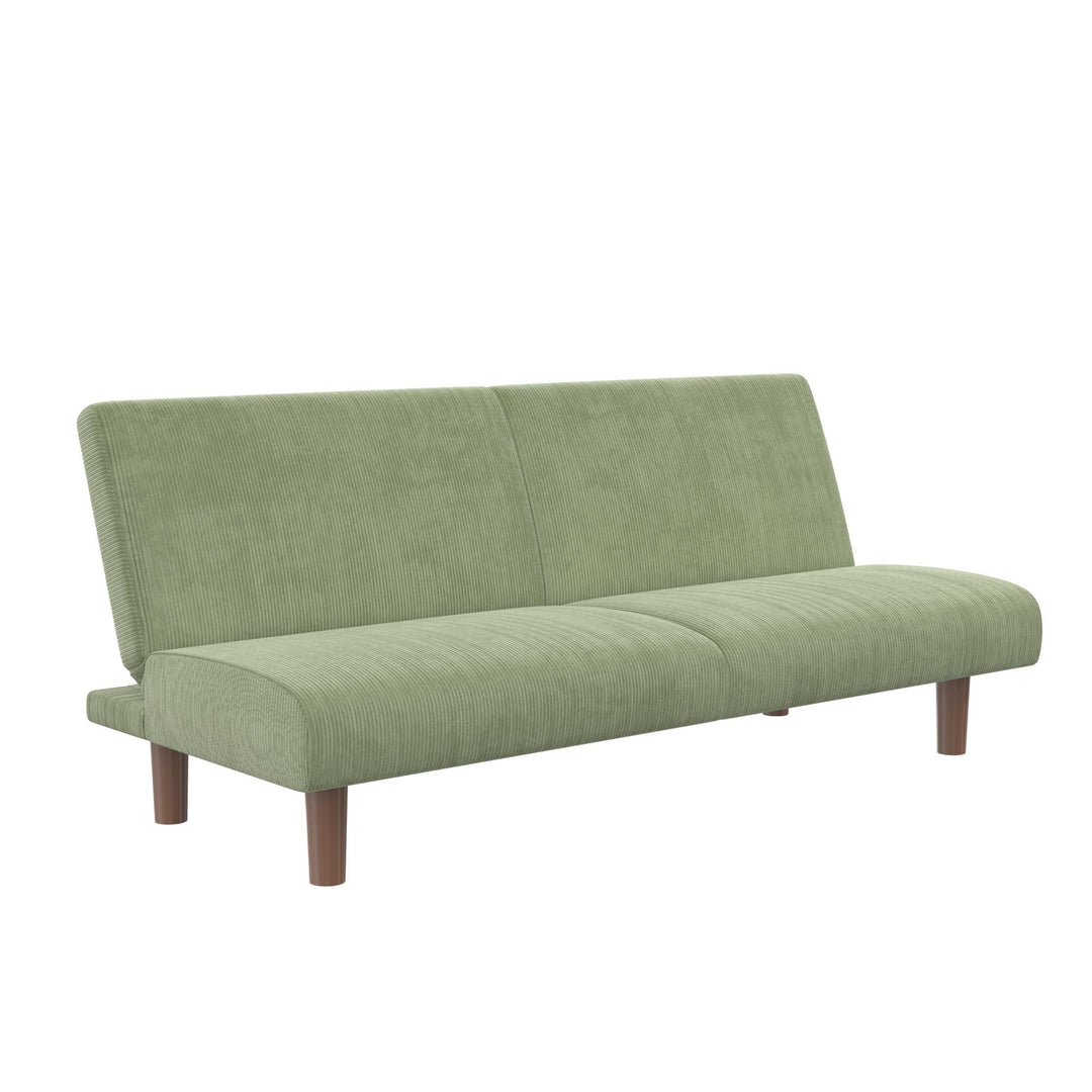 Myla Armless Corduroy Futon Sofa Bed - Sage Green - 3-Seater