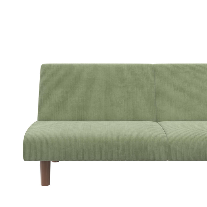 Myla Armless Corduroy Futon Sofa Bed - Sage Green - 3-Seater