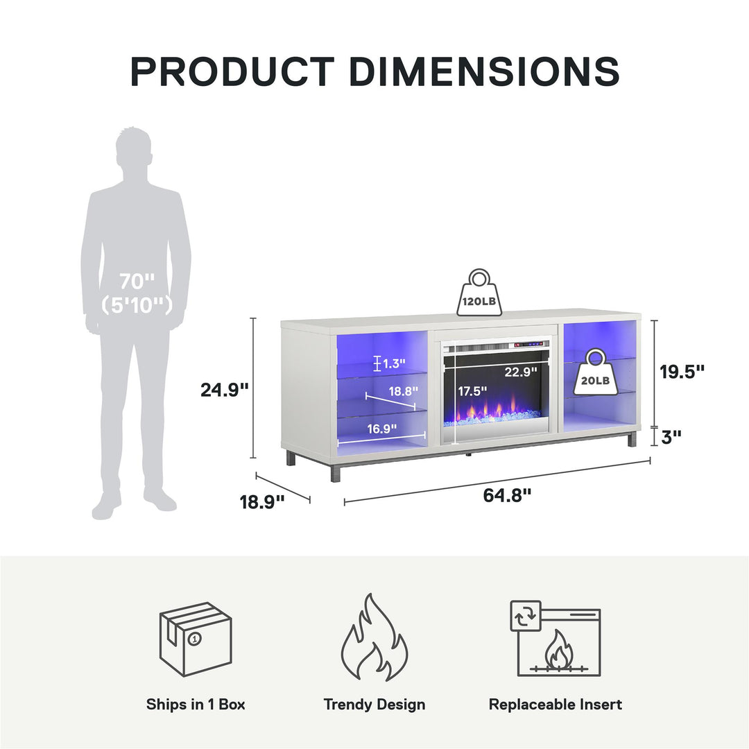 Lumina Fireplace TV Stand for TVs up to 70" - White - 66”-70”