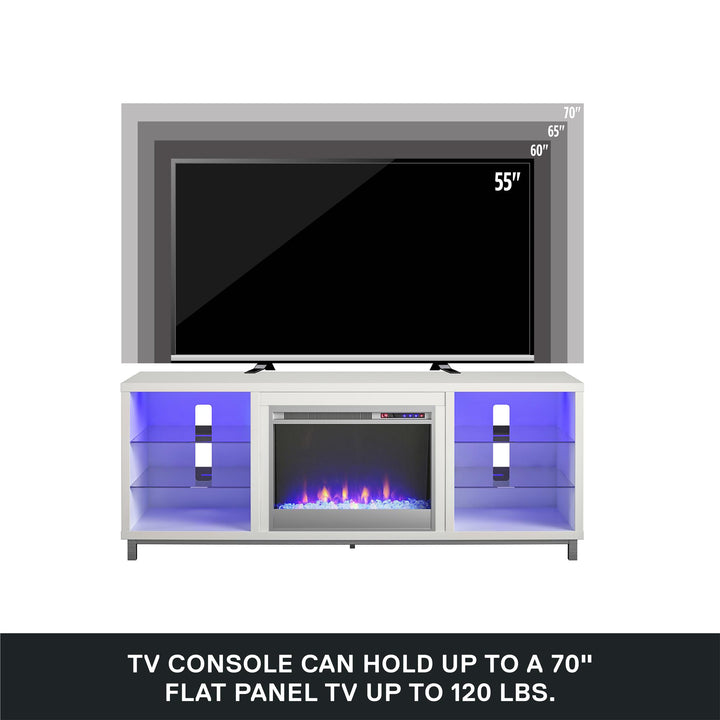 Lumina Fireplace TV Stand for TVs up to 70" - White - 66”-70”