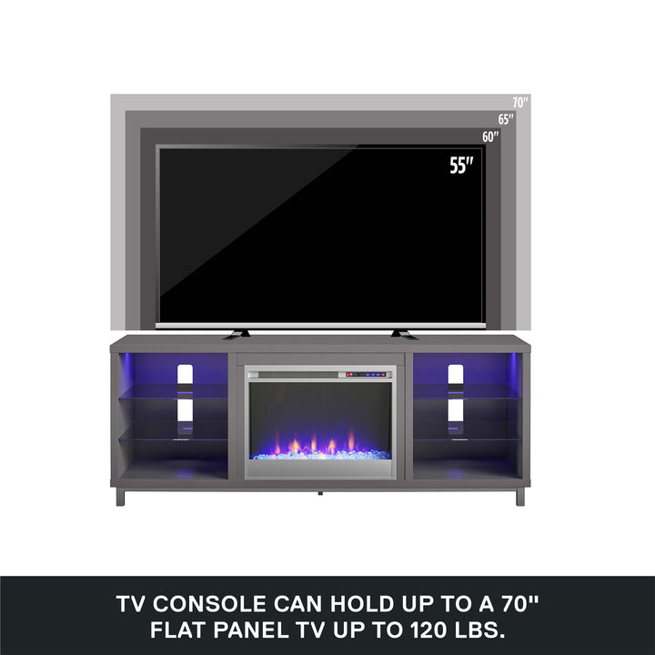 Lumina Fireplace TV Stand for TVs up to 70 Inch with 7 Color LED Lights - Graphite - 66”-70”