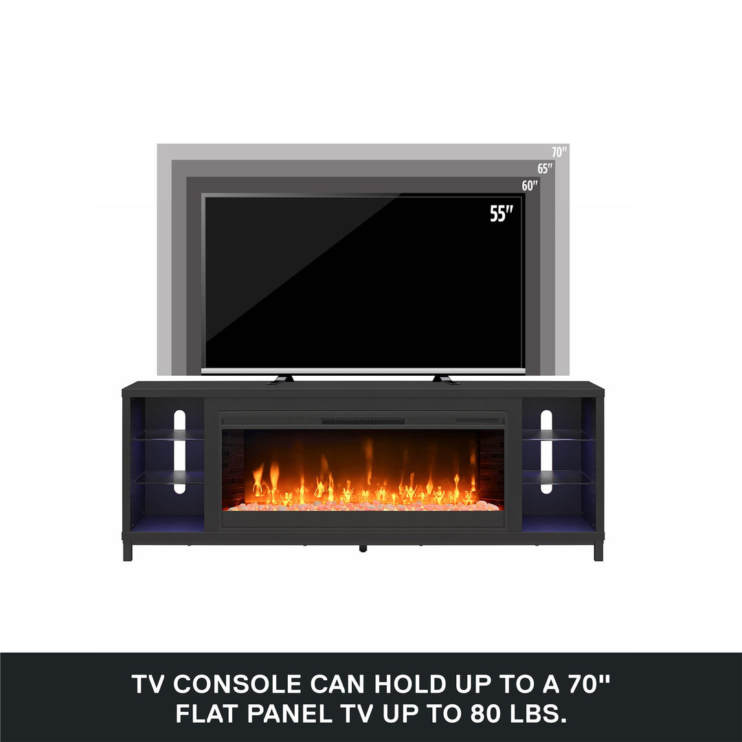 Lumina Modern Multi-Color Electric Fireplace Media Console with Crystals for TVs up to 70" - Black