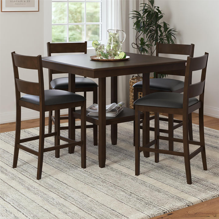 DHP Jerrie 5-Piece Counter Height Dining Set, Espresso - Espresso