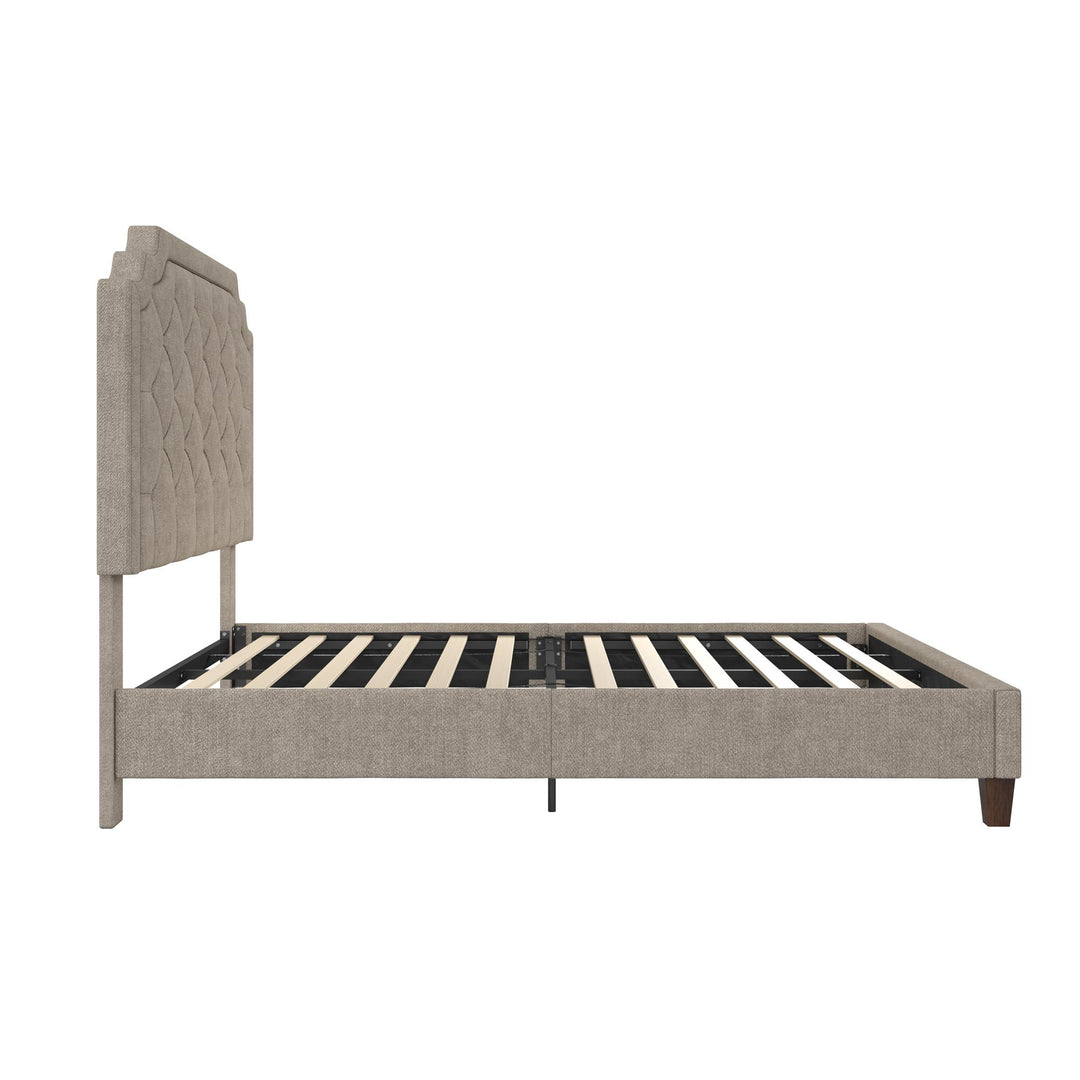 Eloise Chenille Upholstered Platform Bed - Ivory - Queen