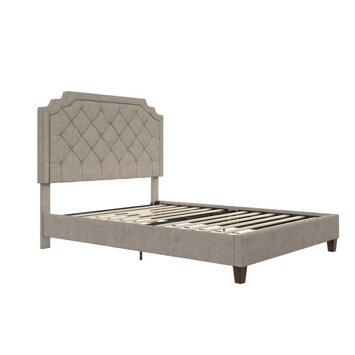 Eloise Chenille Upholstered Platform Bed - Ivory - Queen