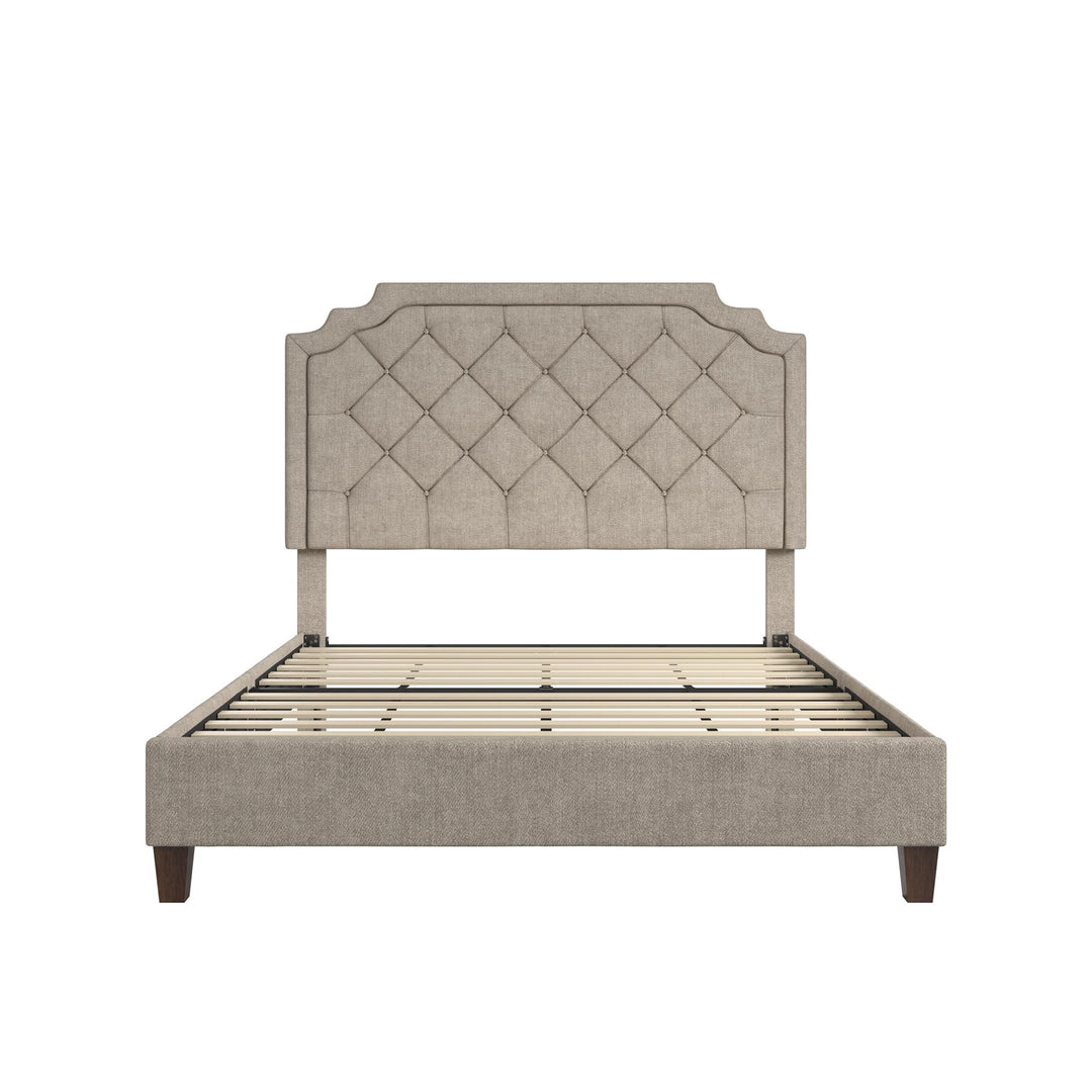 Eloise Chenille Upholstered Platform Bed - Ivory - Queen