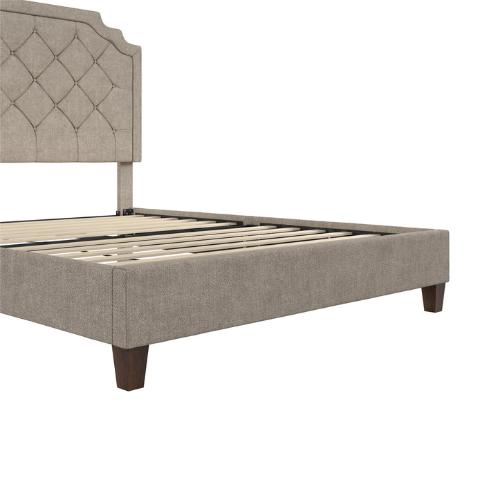 Eloise Chenille Upholstered Platform Bed - Ivory - Queen