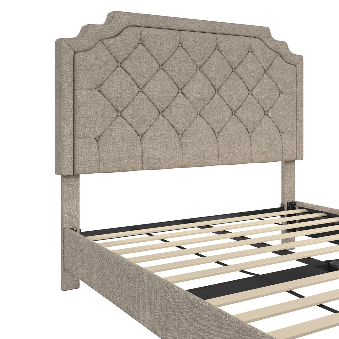 Eloise Chenille Upholstered Platform Bed - Ivory - Queen