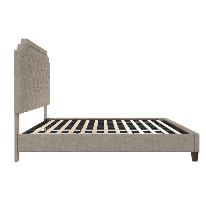 Eloise Chenille Upholstered Platform Bed - Ivory - King