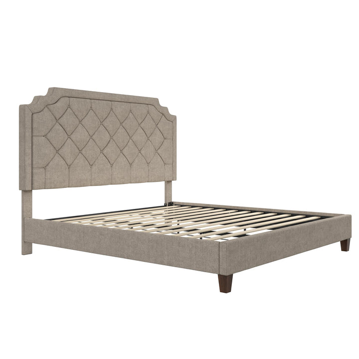 Eloise Chenille Upholstered Platform Bed - Ivory - King