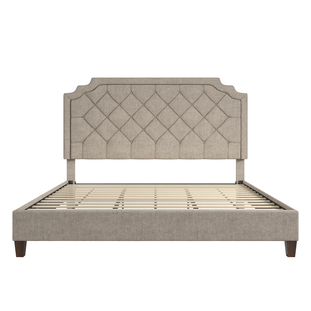 Eloise Chenille Upholstered Platform Bed - Ivory - King