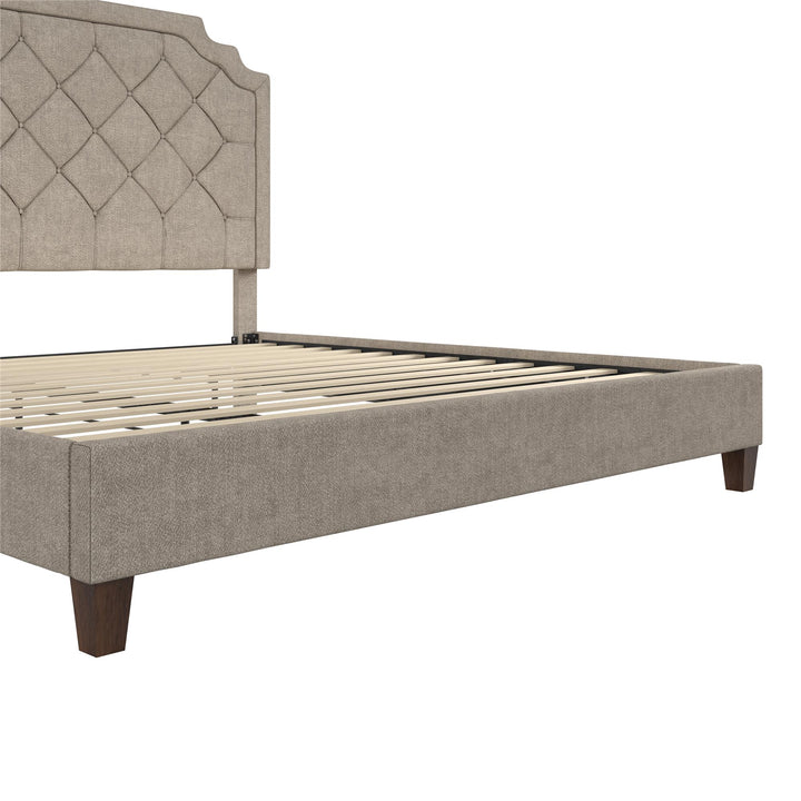 Eloise Chenille Upholstered Platform Bed - Ivory - King