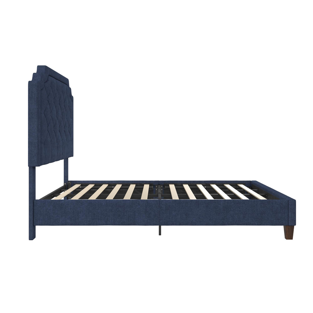 Eloise Chenille Upholstered Platform Bed - Navy - Queen