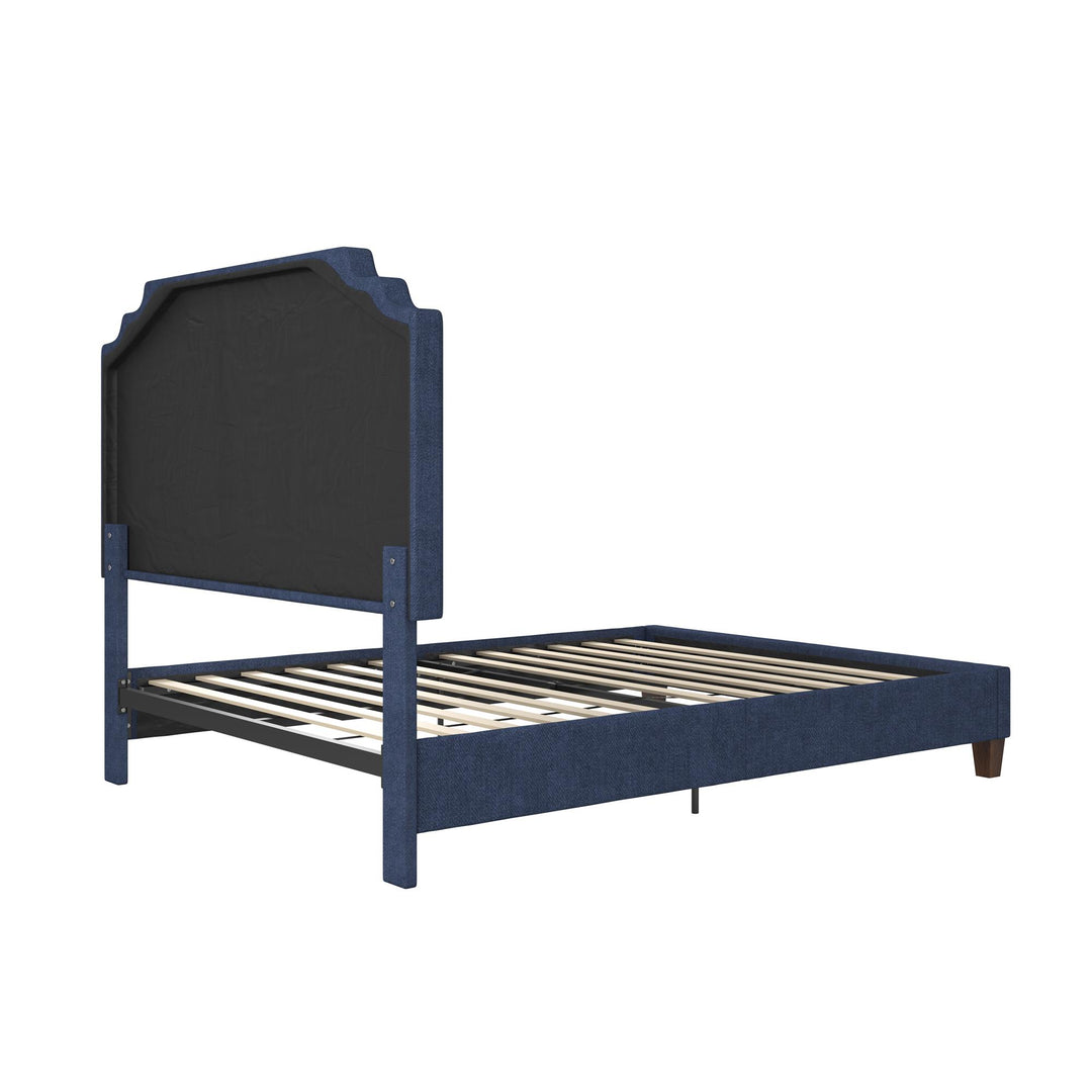 Eloise Chenille Upholstered Platform Bed - Navy - Queen