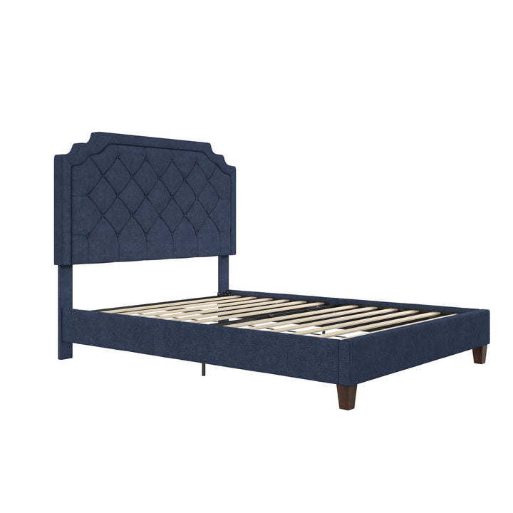 Eloise Chenille Upholstered Platform Bed - Navy - Queen