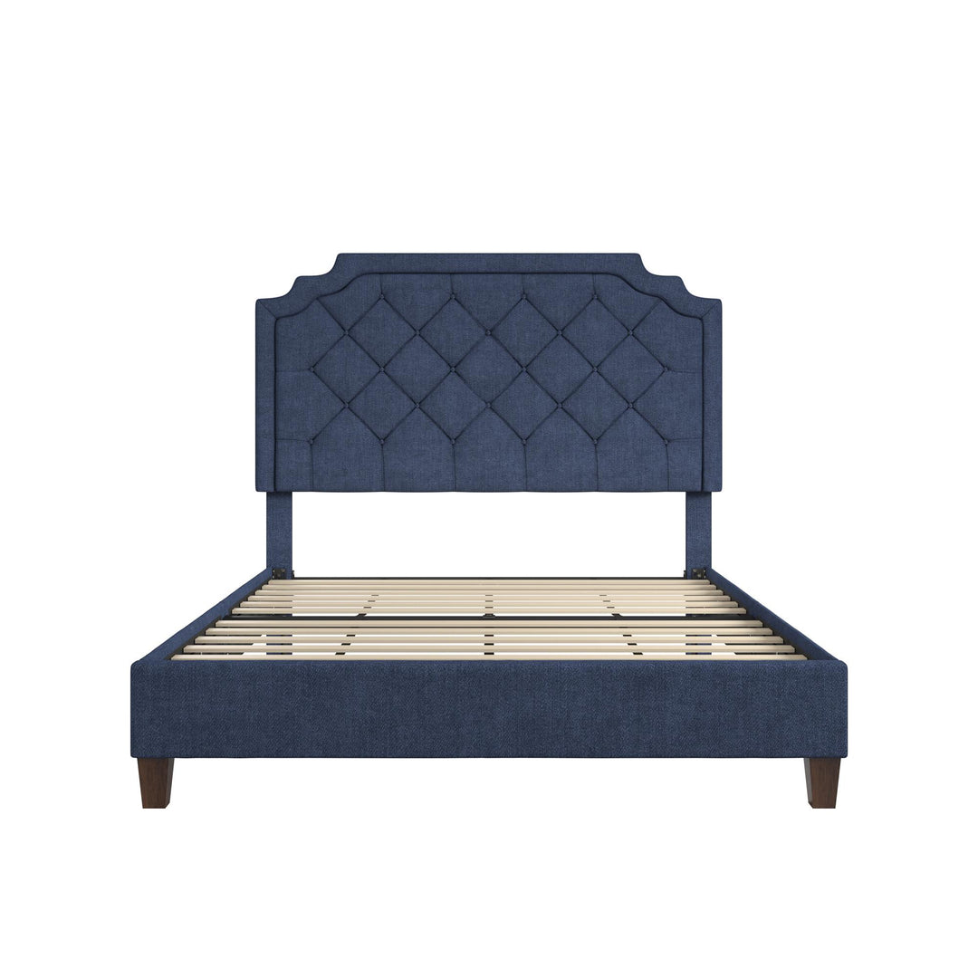 Eloise Chenille Upholstered Platform Bed - Navy - Queen