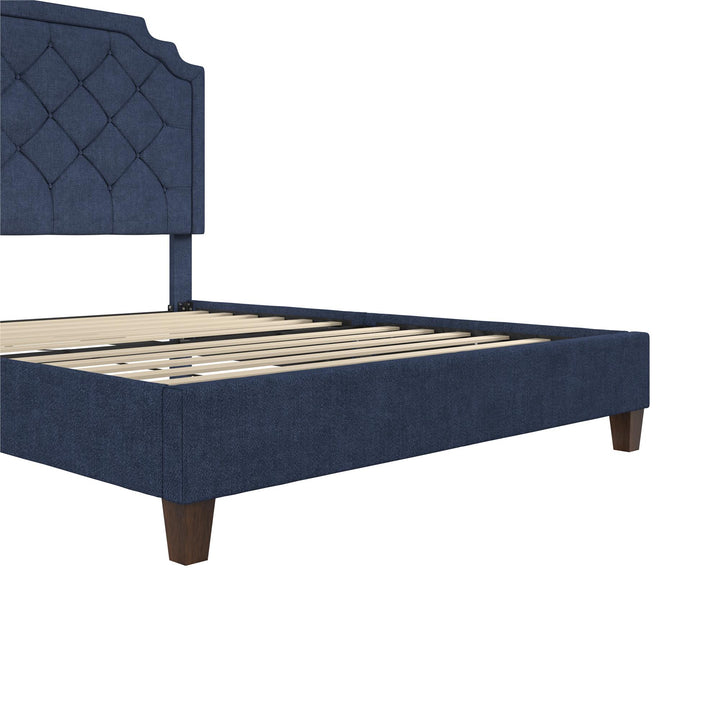 Eloise Chenille Upholstered Platform Bed - Navy - Queen