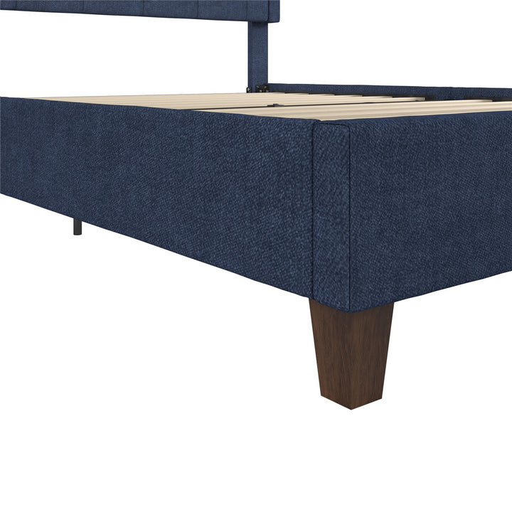 Eloise Chenille Upholstered Platform Bed - Navy - Queen