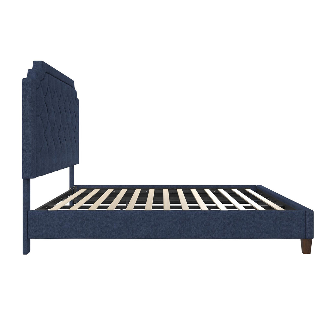 Eloise Chenille Upholstered Platform Bed - Navy - King