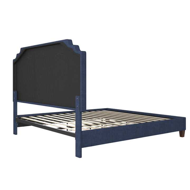 Eloise Chenille Upholstered Platform Bed - Navy - King