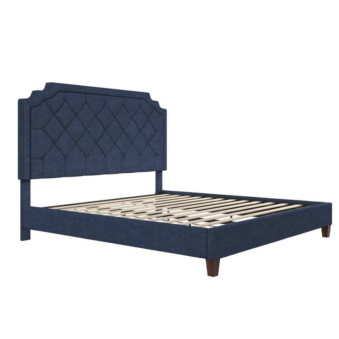 Eloise Chenille Upholstered Platform Bed - Navy - King