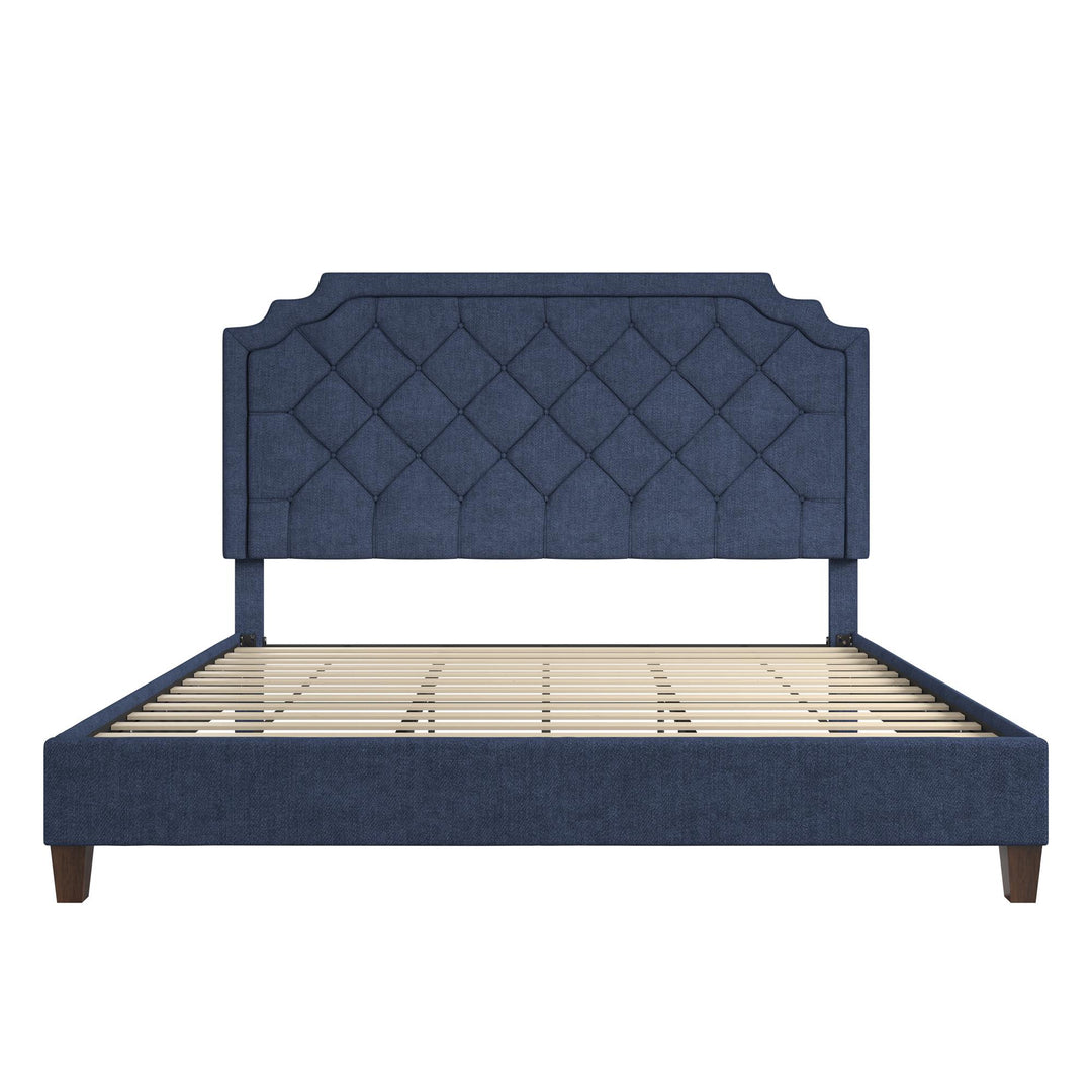 Eloise Chenille Upholstered Platform Bed - Navy - King