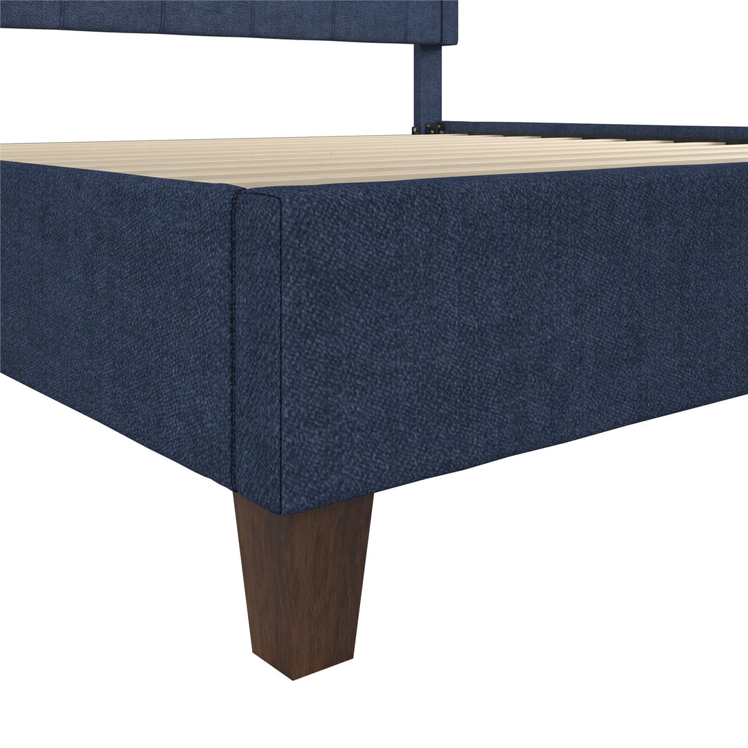 Eloise Chenille Upholstered Platform Bed - Navy - King