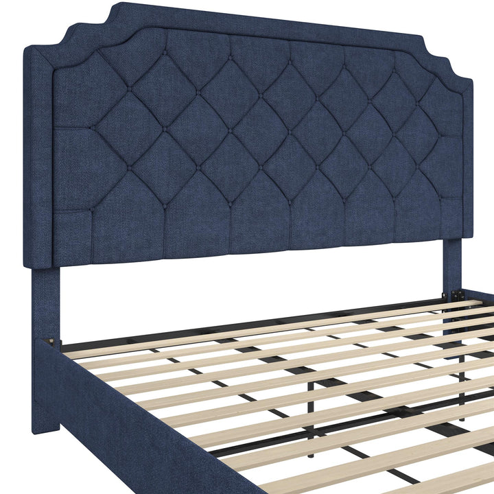 Eloise Chenille Upholstered Platform Bed - Navy - King