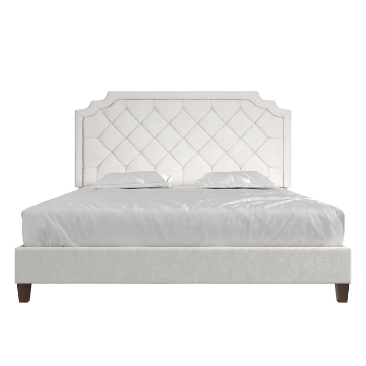 Eloise Chenille Upholstered Platform Bed - Ivory - King