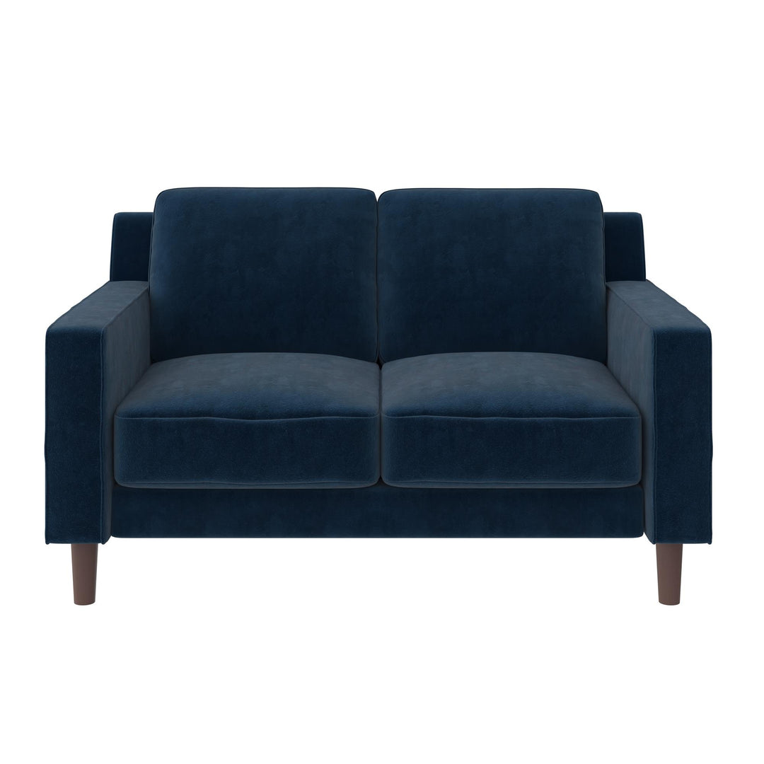 Brynn Fabric Upholstered 2 Seater Sofa with Wood Legs - Blue