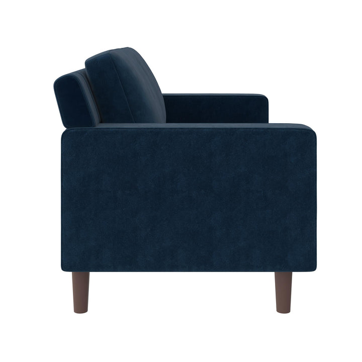 Brynn Fabric Upholstered 2 Seater Sofa with Wood Legs - Blue