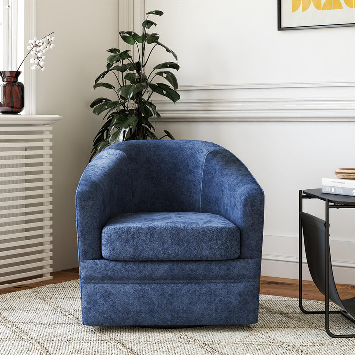 Remily Textured Swivel Accent Chair - Navy - 1-Seater