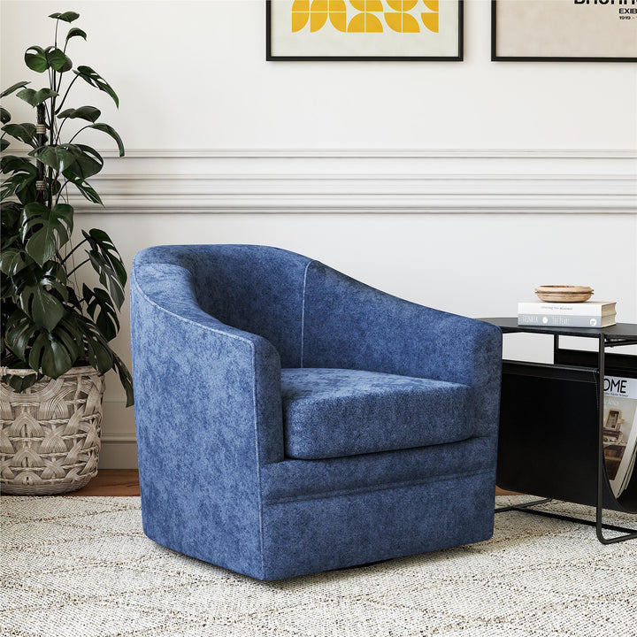 Remily Textured Swivel Accent Chair - Navy - 1-Seater