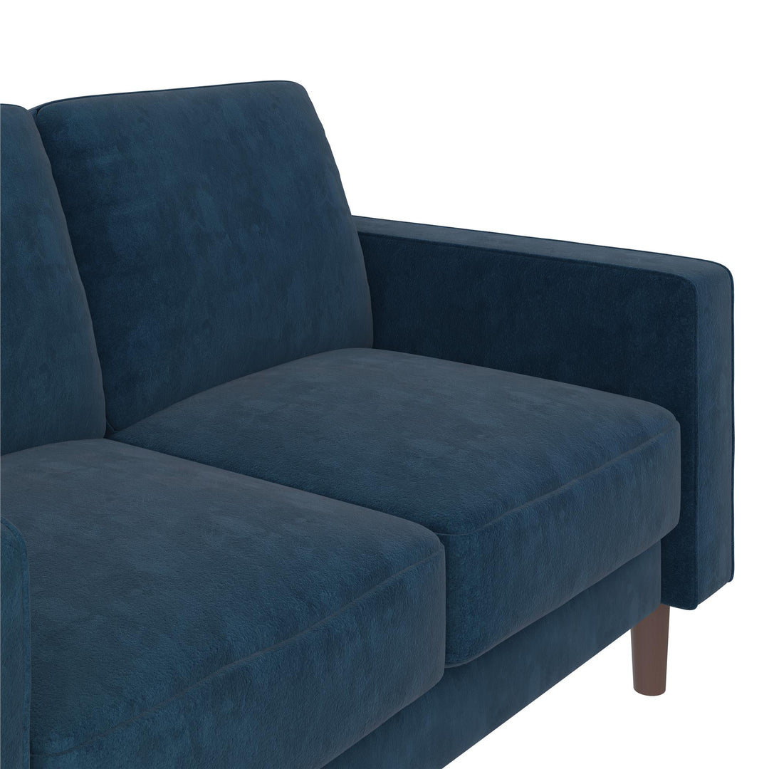 Brynn Fabric Upholstered 2 Seater Sofa with Wood Legs - Blue