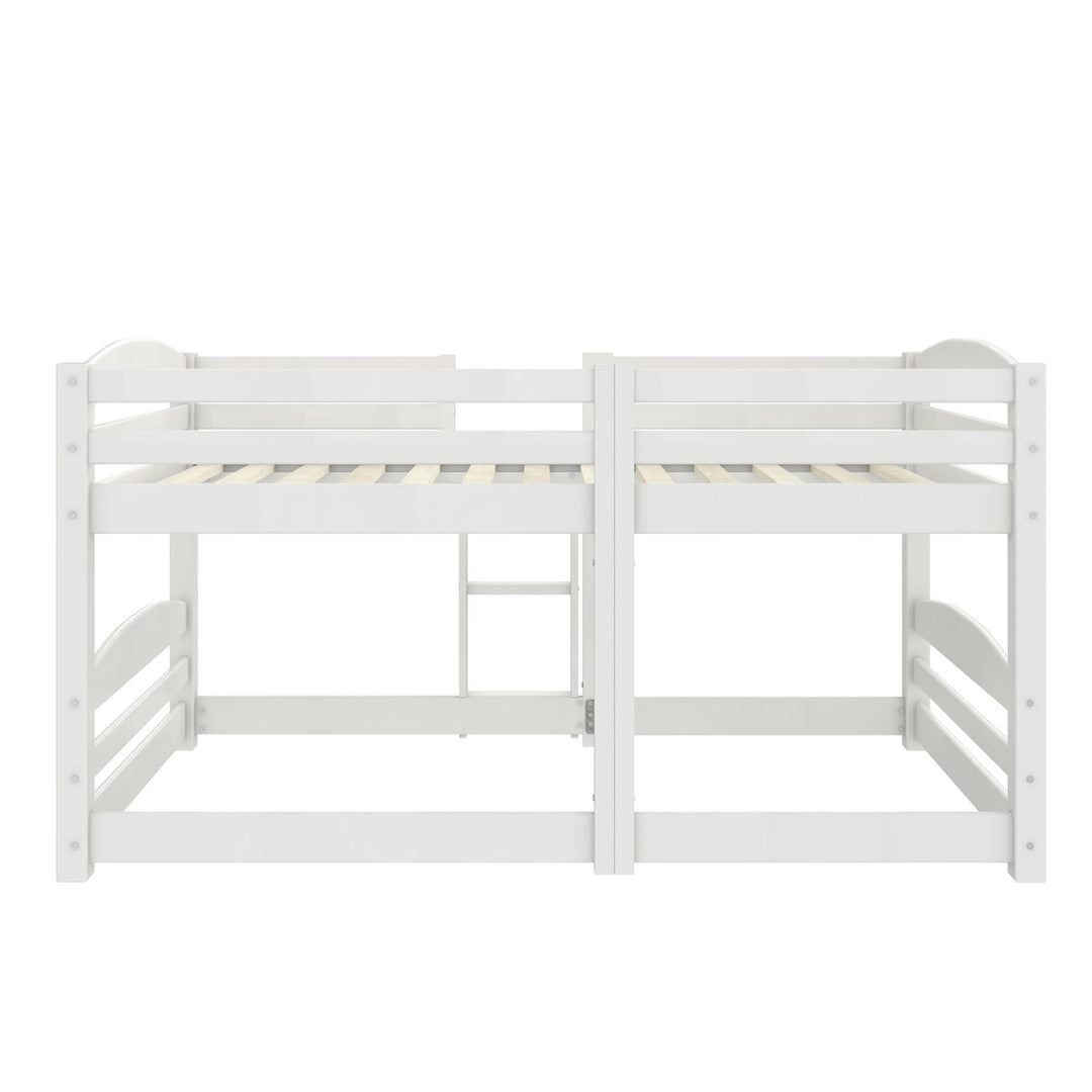 Birley Low Wood Bunk Bed with Integrated Ladder - White - Twin-Over-Twin