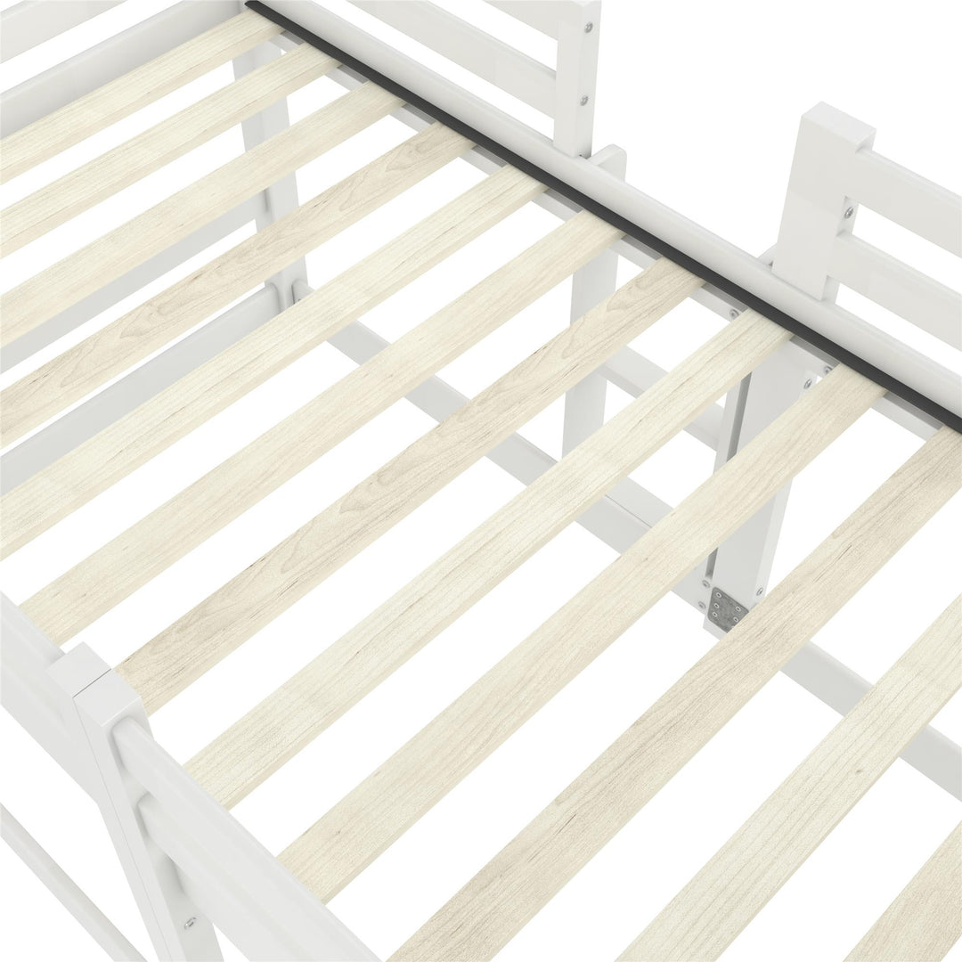 Birley Low Wood Bunk Bed with Integrated Ladder - White - Twin-Over-Twin