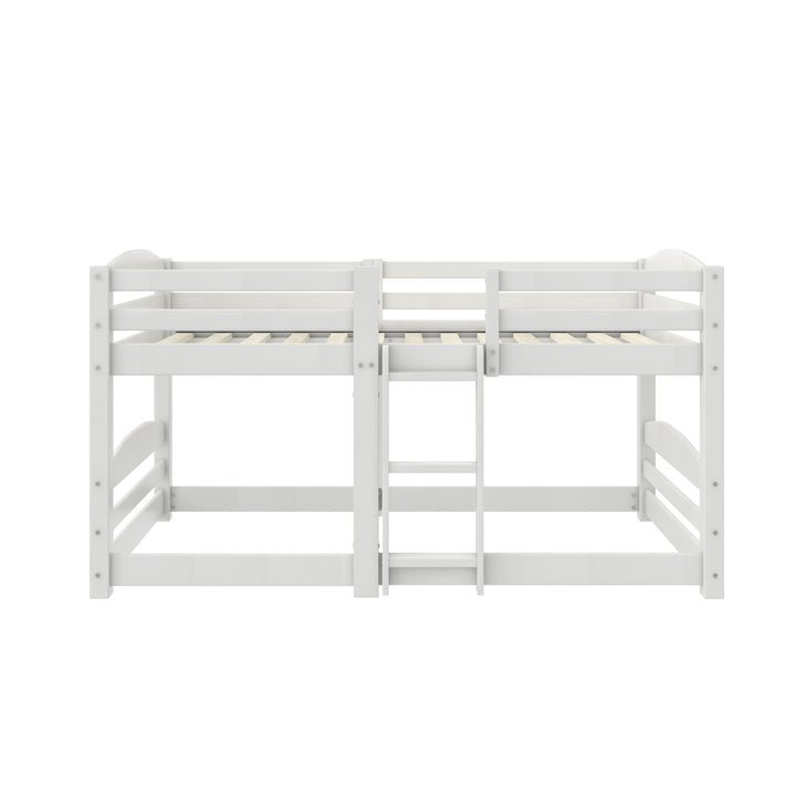 Birley Low Wood Bunk Bed with Integrated Ladder - White - Twin-Over-Twin