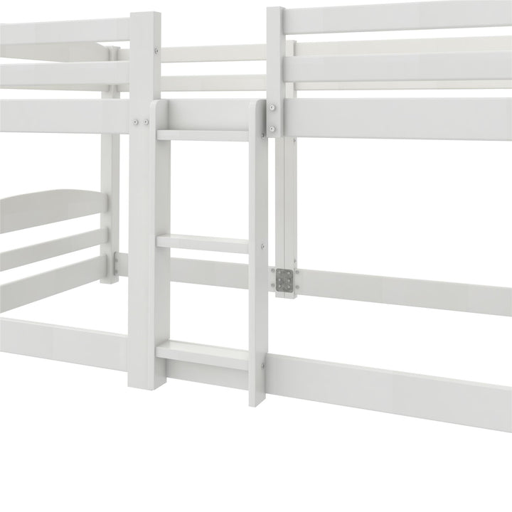 Birley Low Wood Bunk Bed with Integrated Ladder - White - Twin-Over-Twin