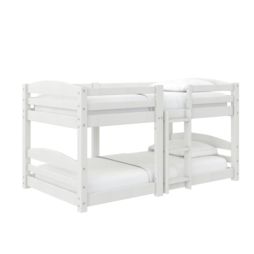 Birley Low Wood Bunk Bed with Integrated Ladder - White - Twin-Over-Twin