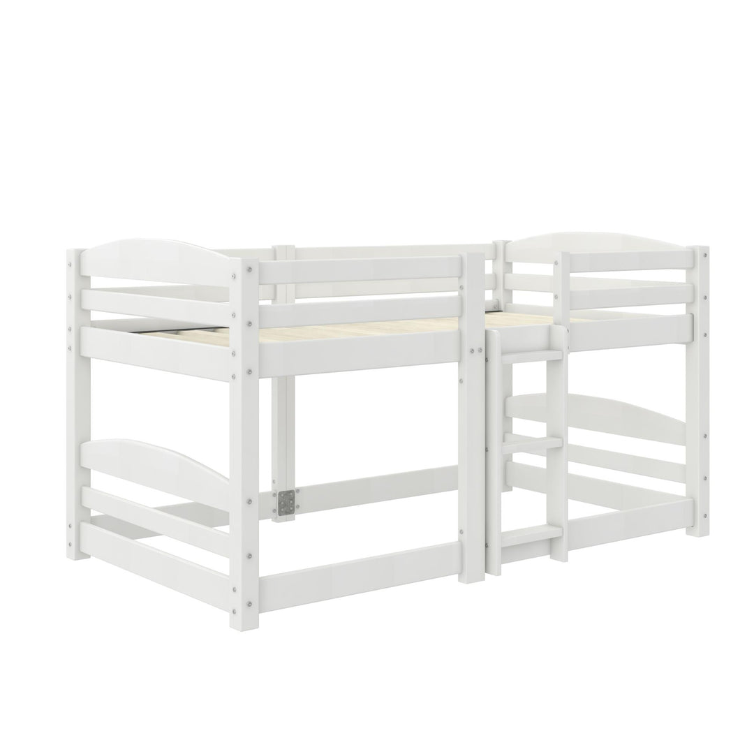 Birley Low Wood Bunk Bed with Integrated Ladder - White - Twin-Over-Twin