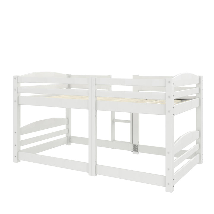 Birley Low Wood Bunk Bed with Integrated Ladder - White - Twin-Over-Twin