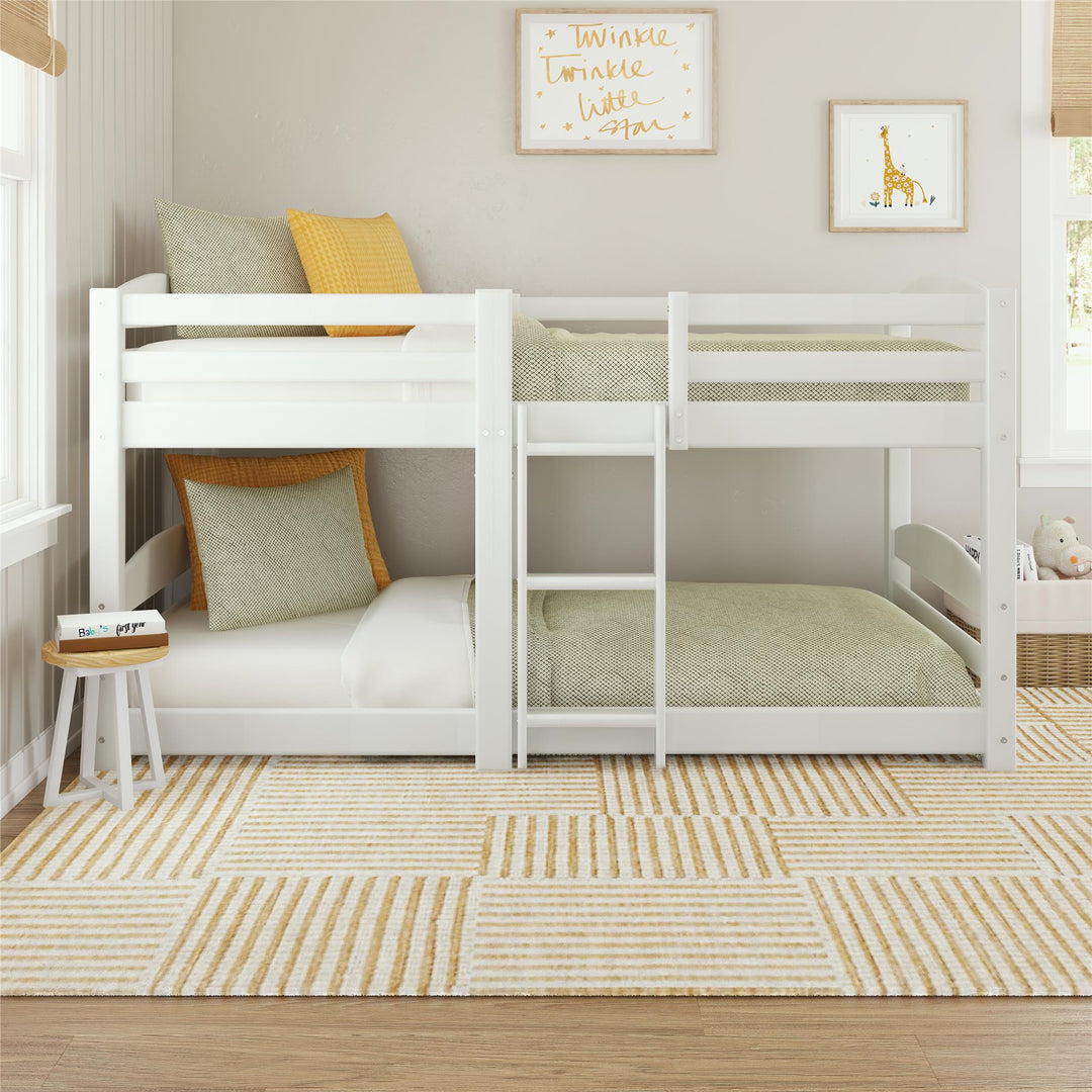 Birley Low Wood Bunk Bed with Integrated Ladder - White - Twin-Over-Twin